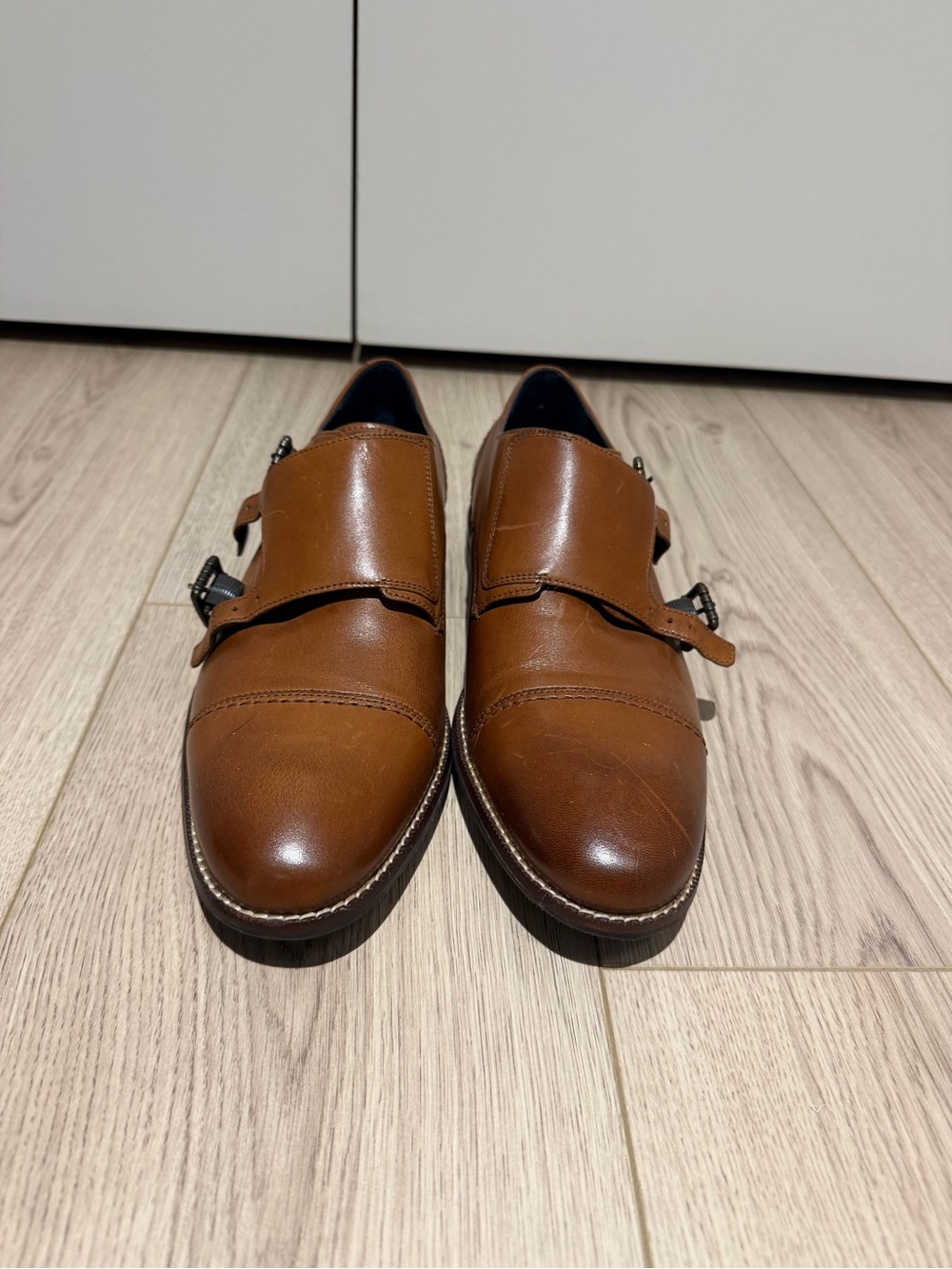 Cole Haan Men's Tan Double Monk Strap Leather Oxfords